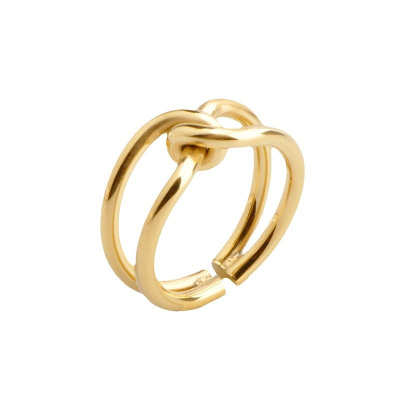 Women's & Men's Open Adjustable Knotted Titanium Steel Simple Rings