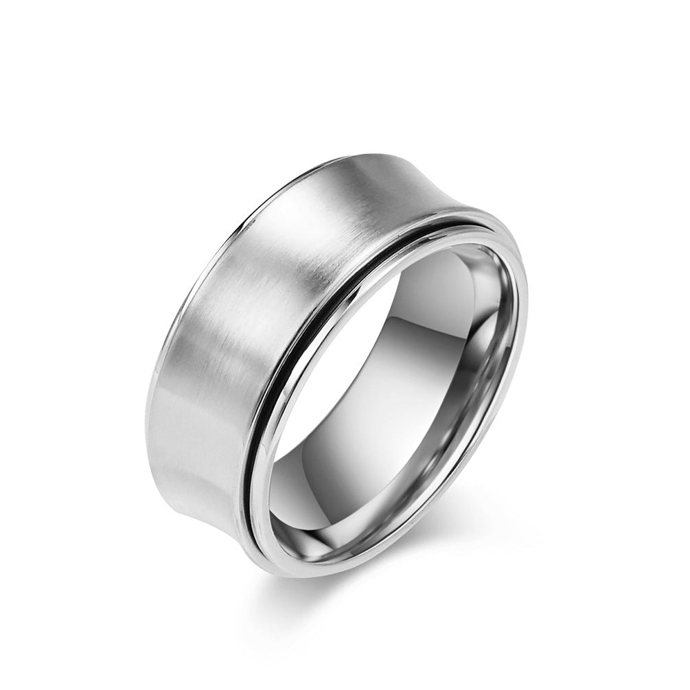 Men's Trendy Titanium Steel Lucky Concave Inner Ring