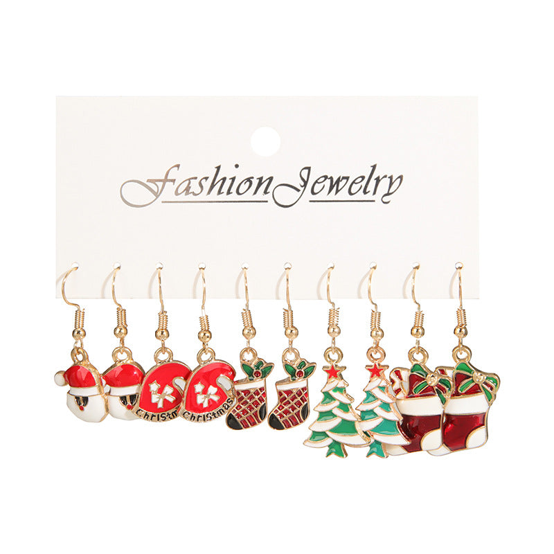 Pairs Suit Red Green Color Matching Earrings