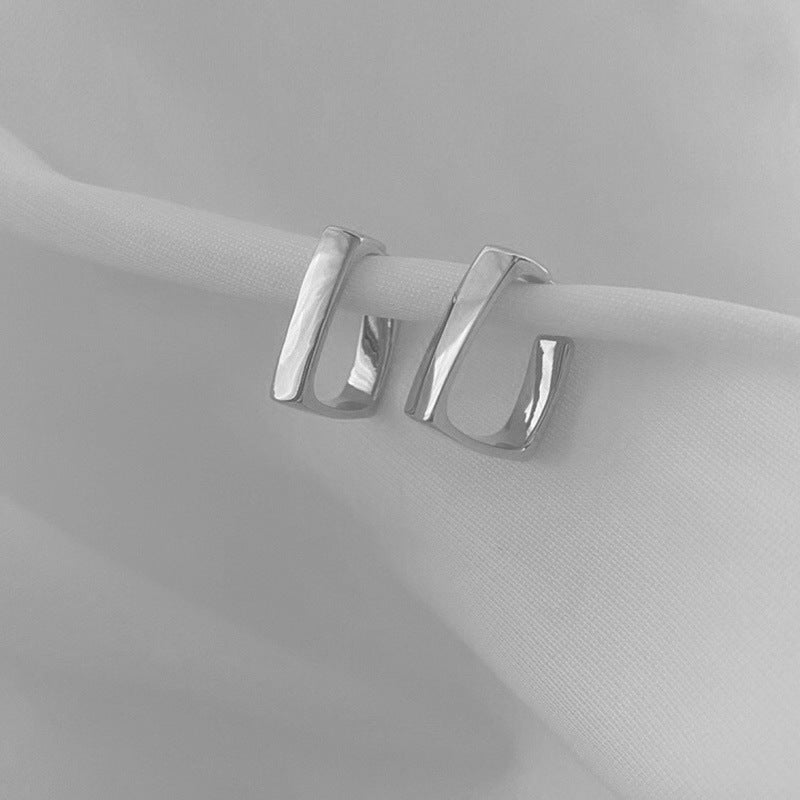 Korean Style Geometric Square Glossy Fashion Trend Stud Earrings