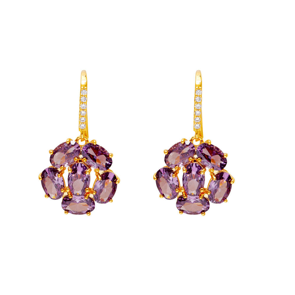 Women's Purple Zircon Flower Ear Hook High-grade Light Luxury Unique Earrings