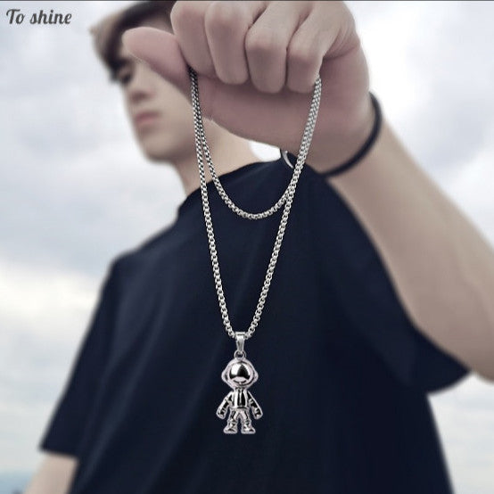 Personalized Hip Hop Sier Glossy Astronaut Spaceman Titanium Pendants