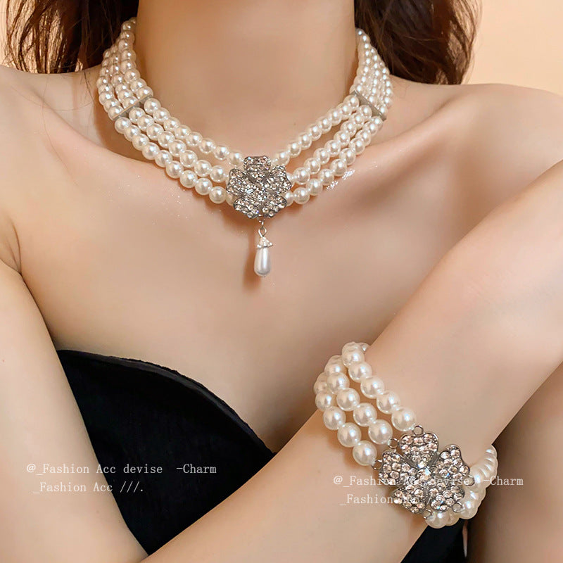 Flower Pearl Niche Creative Clavicle Chain Graceful Fashionable High Necklaces