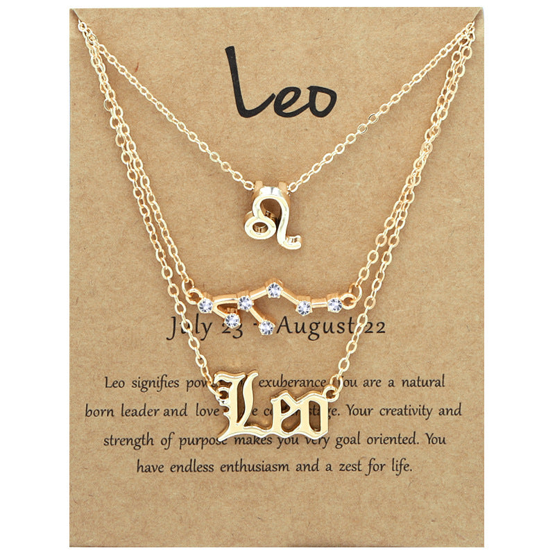 Constellations Suit Retro Alphabet Symbol Diamond Necklaces