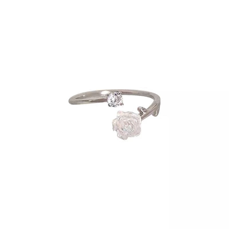 Sterling Sier Chic Rose Forefinger Adjustable Rings