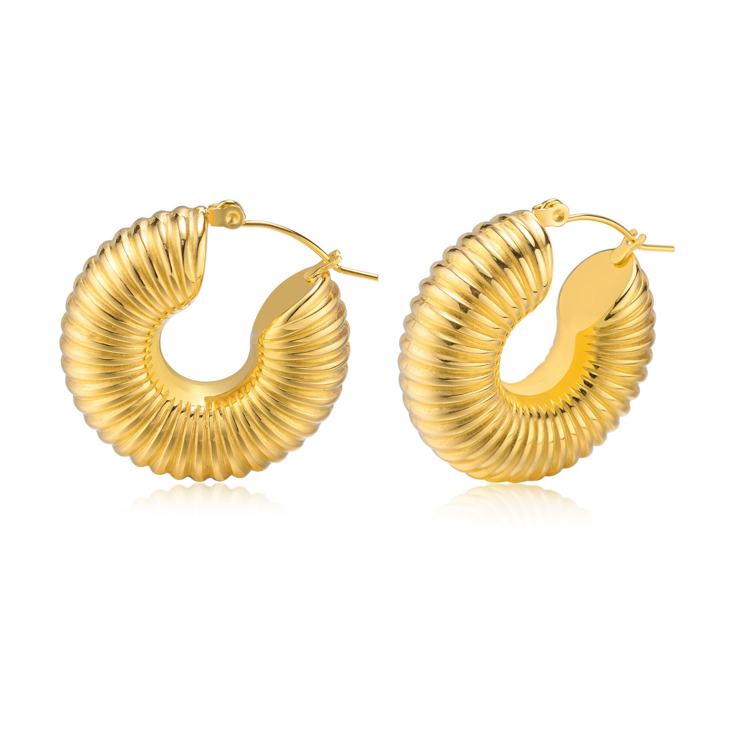 Women's Ornament Titanium Steel Hollow Chubby Exaggerated Earrings