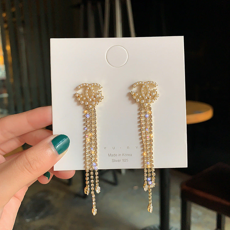 Women's Needle Elegant Long Tassel Thin Effect Earrings