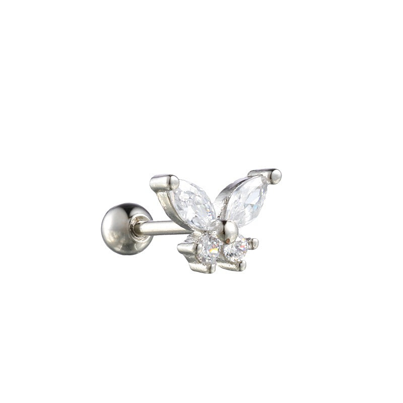 Men's Steel Piercing Ornaments Fashion Simple Butterfly Inlaid Earrings