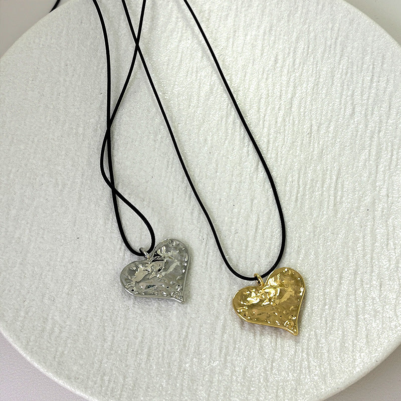 Women's For Minority High-grade Wrinkled Skin Peach Heart Gold Necklaces