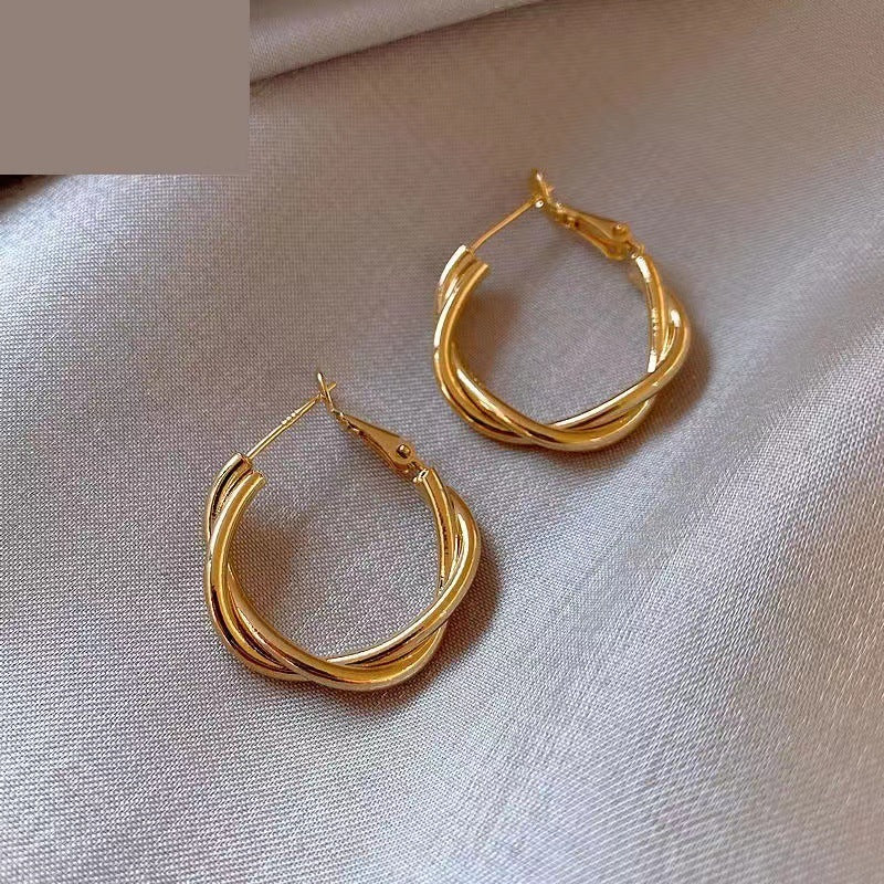 Women's Sier Needle Retro Geometric Metal Design Earrings