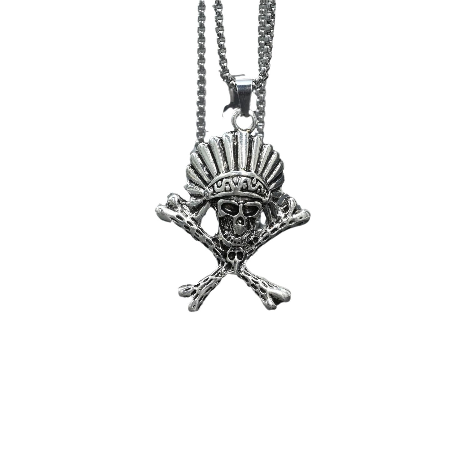 Men's Steel Hip Hop Vintage Indian Skull Halloween Necklaces