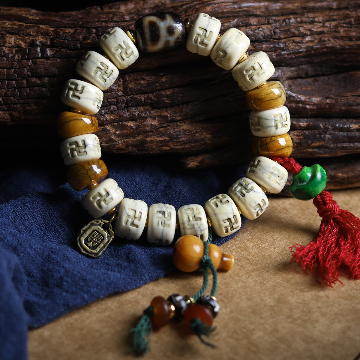 Bone Barrel Shaped Bead Crafts Tag Ethnic Bracelets