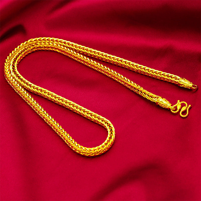 Men's Vietnam Placer Gold Snake Bone Fox Tail Necklaces
