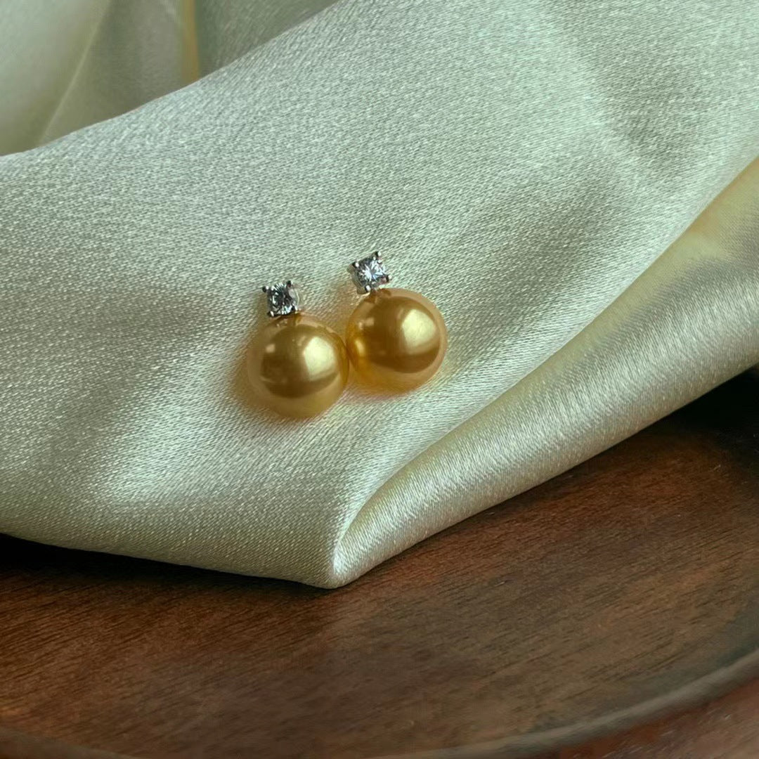 Women's Shop Owner Artificial Diamond Pearl Perfect Circle Strong Earrings