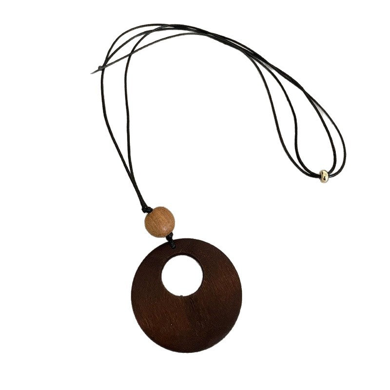 Women's Zen Woven Wooden Long Retro Bohemian Ethnic Style Sweater Necklaces