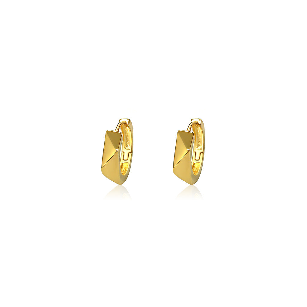 Sier Needle Irregular Diamond Gold Niche Earrings