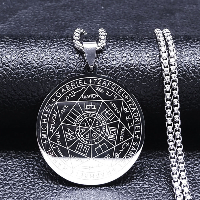 Men's Angels Charm Stainless Steel Solomon Jewelry Necklaces