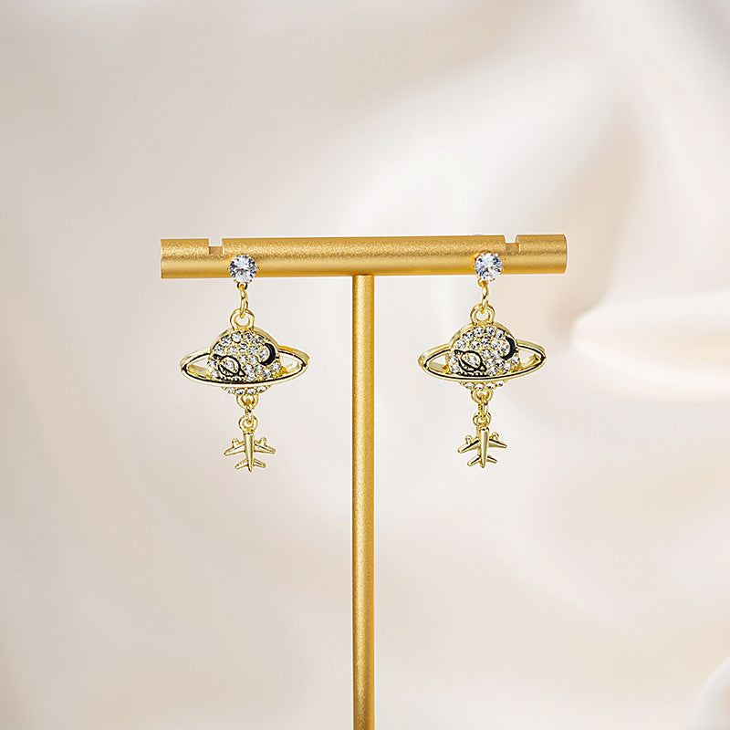 Diamond Butterfly Flower Pearl Graceful Fashionable Long Earrings
