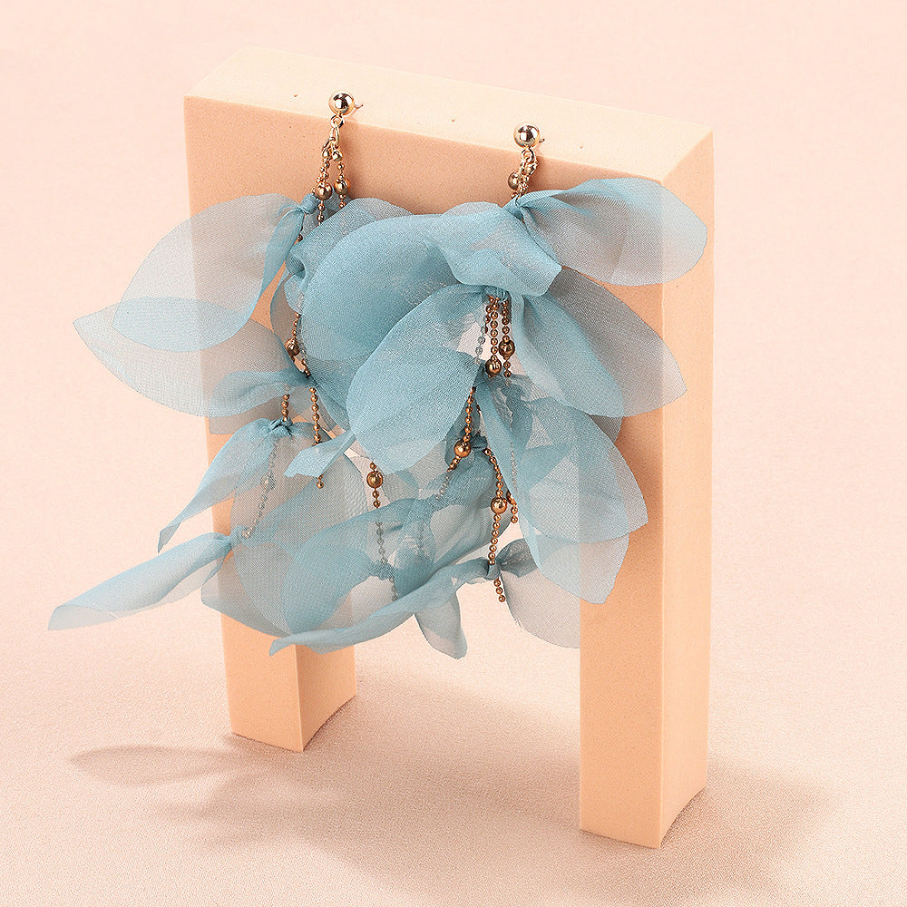 Women's Fabric Handmade Fashion Design Long Fairy Earrings