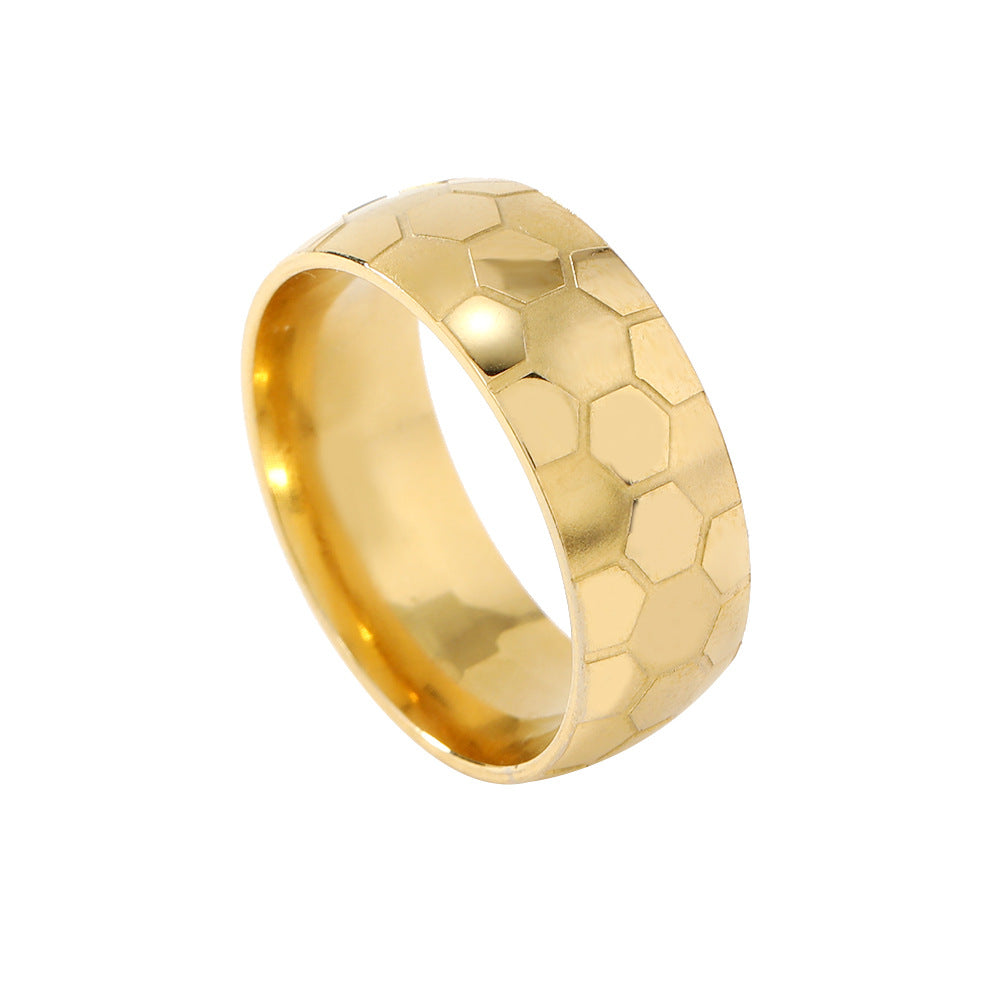 Stainless Steel Ornament Simple Football World Rings