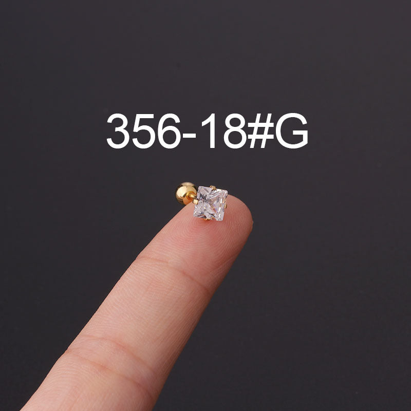 Twist Ball Ear Bone Piercing Zircon Earrings