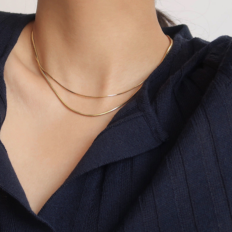 Women's Chain For Clavicle Plain Gold Extremely Necklaces