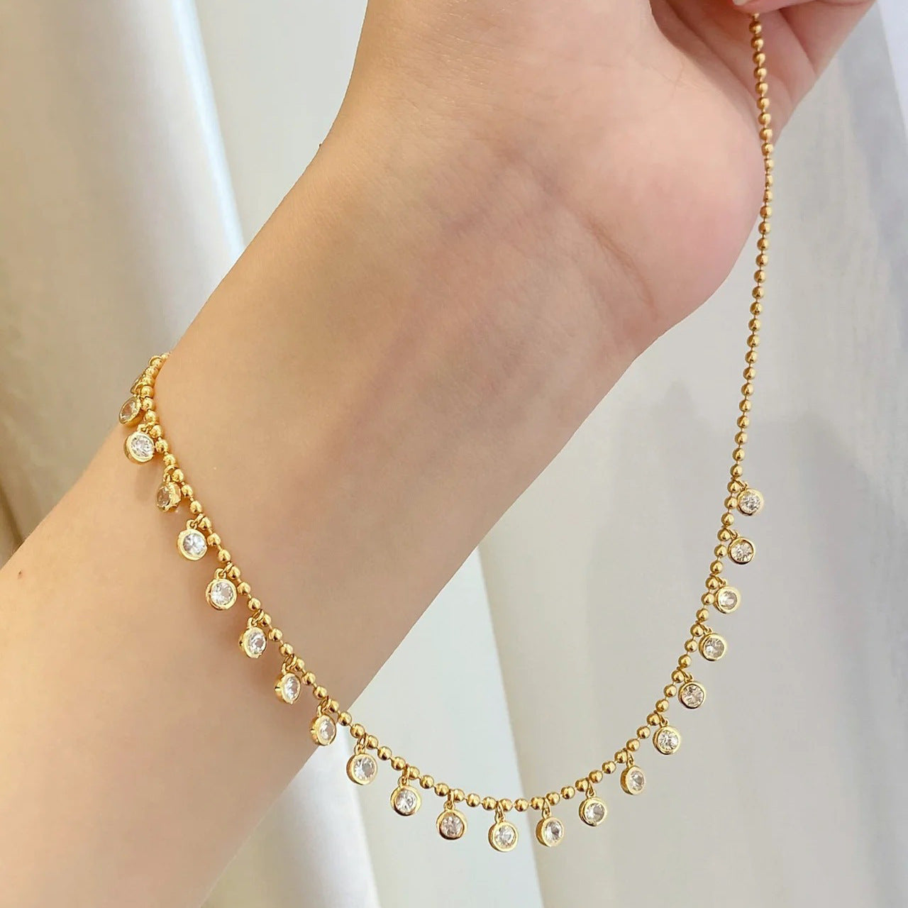 Women's Ball Bead Chain Antique Style Twin Necklaces
