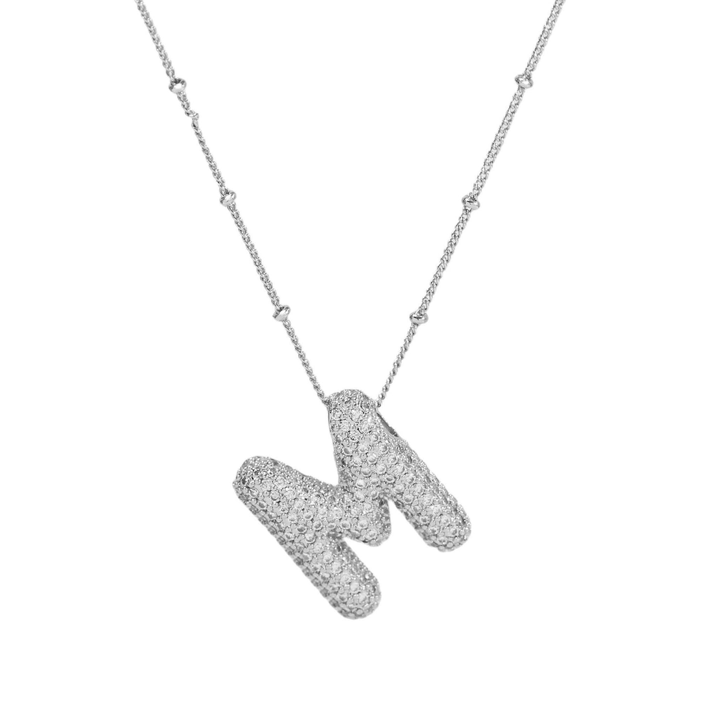 Women's Brass Zircon Bubble Balloon Letter Chubby Necklaces