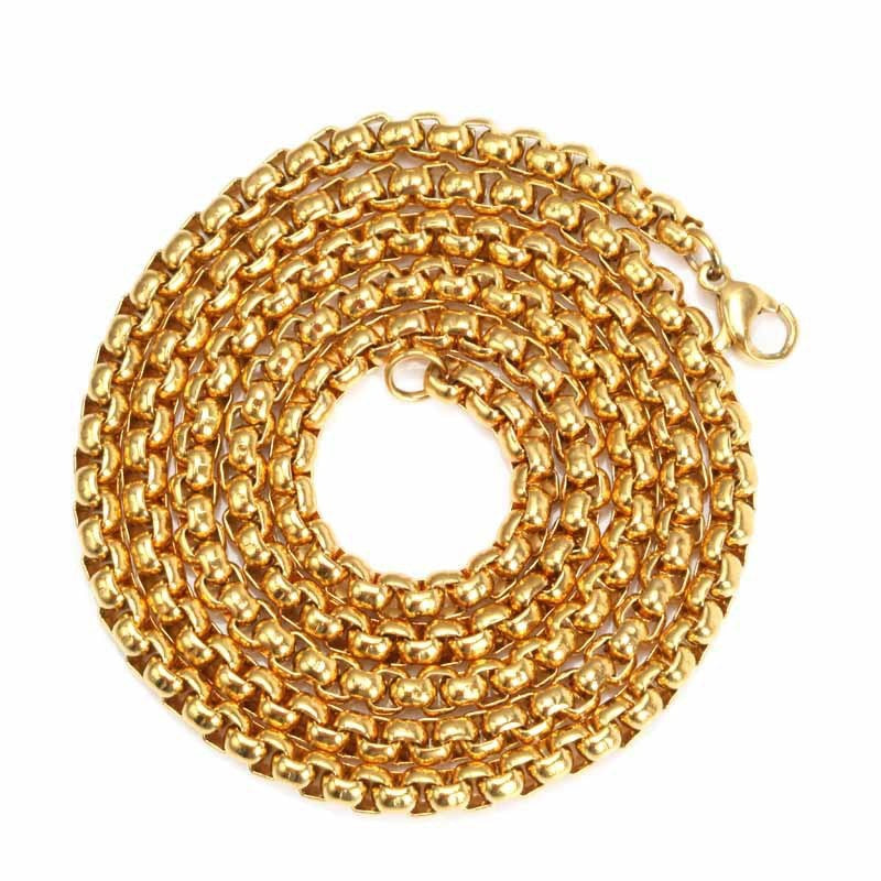Men's Stainless Steel Square Pearl Basket Keel Tide Hip Hop Necklaces