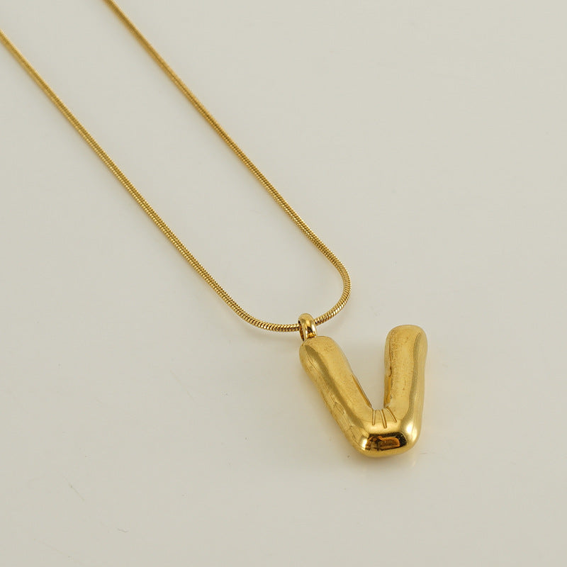 Bubble Letter Snake Bones Chain Titanium Steel Necklaces