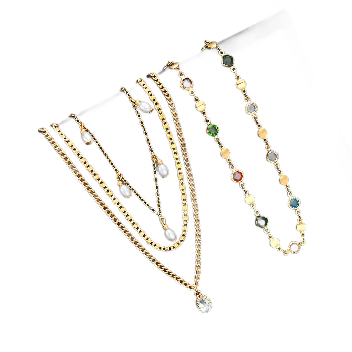 Women's Crystals Tassel Environmental Protection Twin Design Retro Long Necklaces