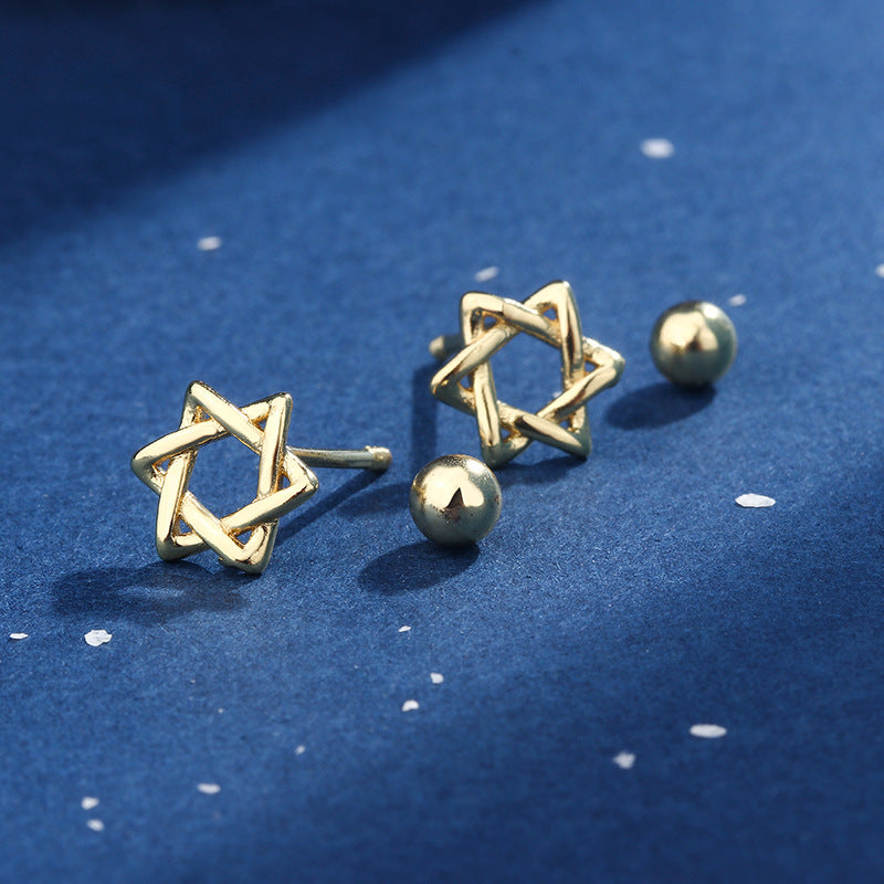 Women's Ear Winding Six-pointed Star Twisted Korean Earrings