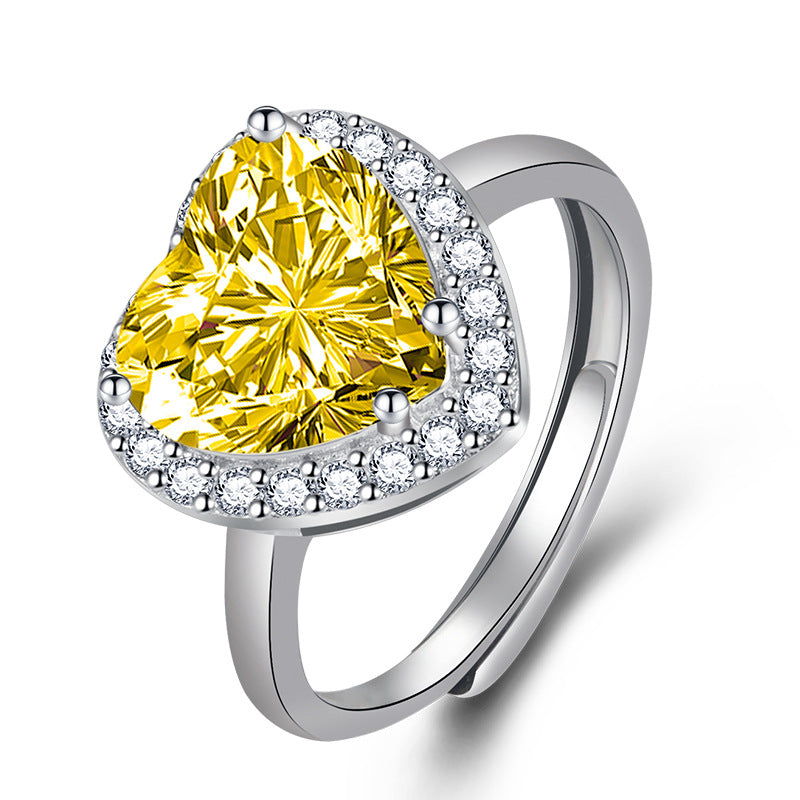Female Fashion Colored Gems Vintage Pink Diamond Rings