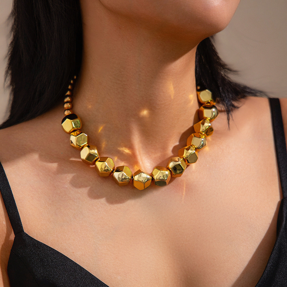 Exaggerated Irregular Beaded Personality Geometry Glossy Necklaces