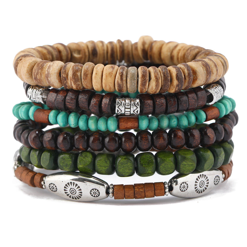 Coconut Shell Alloy Wooden Bead Filament Elegant Fashion Handmade Bracelets