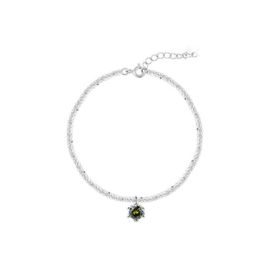 Green Zircon Light Luxury Clavicle Chain Necklaces