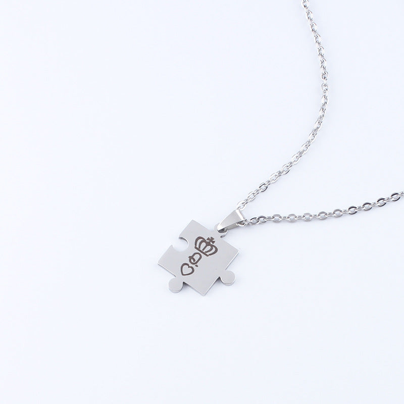 Men's Stainless Steel Ornament Couple Stitching Crown Necklaces