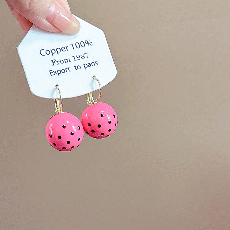 Women's Round Beads Bow Love Heart Simple Sweet Earrings