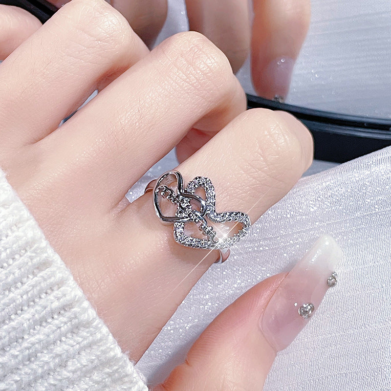 Luxury High-grade Butterfly Rose Twin Series Open Design Personality Rings