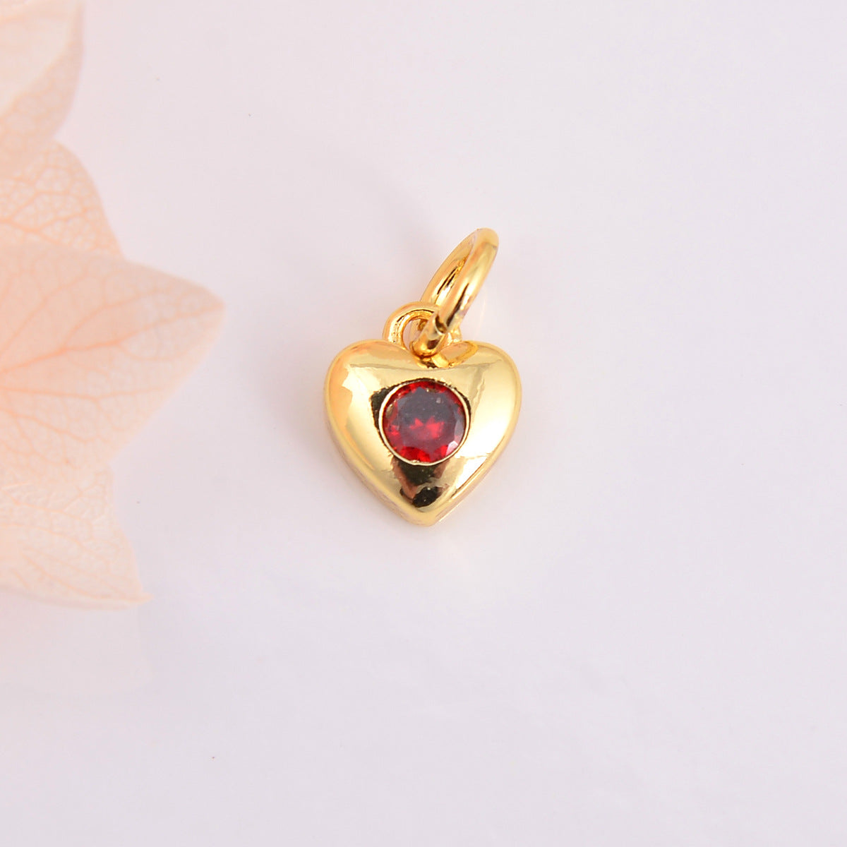 Colorful Heart-shaped Zircon Gold Small Copper Pendants