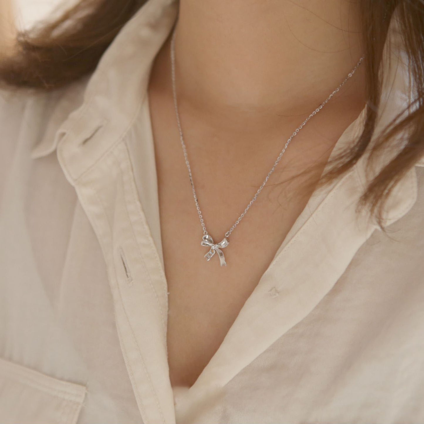 Women's Bow Sterling Sier Gold-plated Graceful Niche Necklaces