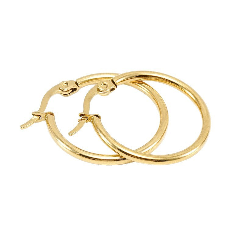 Steel Round Eardrop Female Gold Titanium Personality Trend Exaggerated Big Earrings