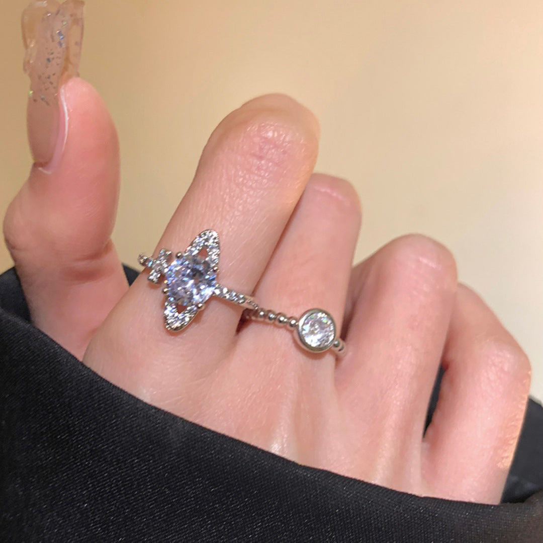 Irregular Female Sier Design Sense Niche Opening Rings