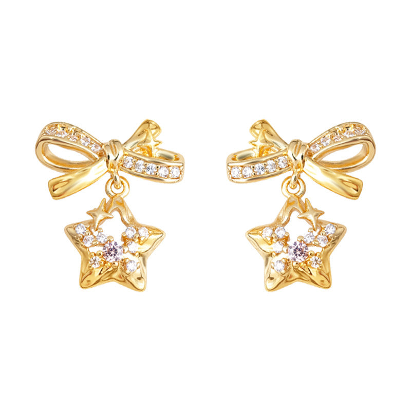 Personality Design Sier-plated Pin Micro Inlaid Zircon Earrings