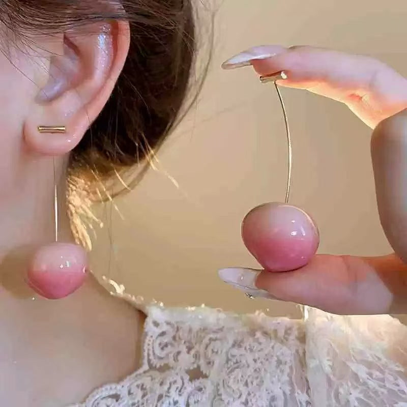 Cute Vitality Dried Flower Cherry Elegant Stud Earrings