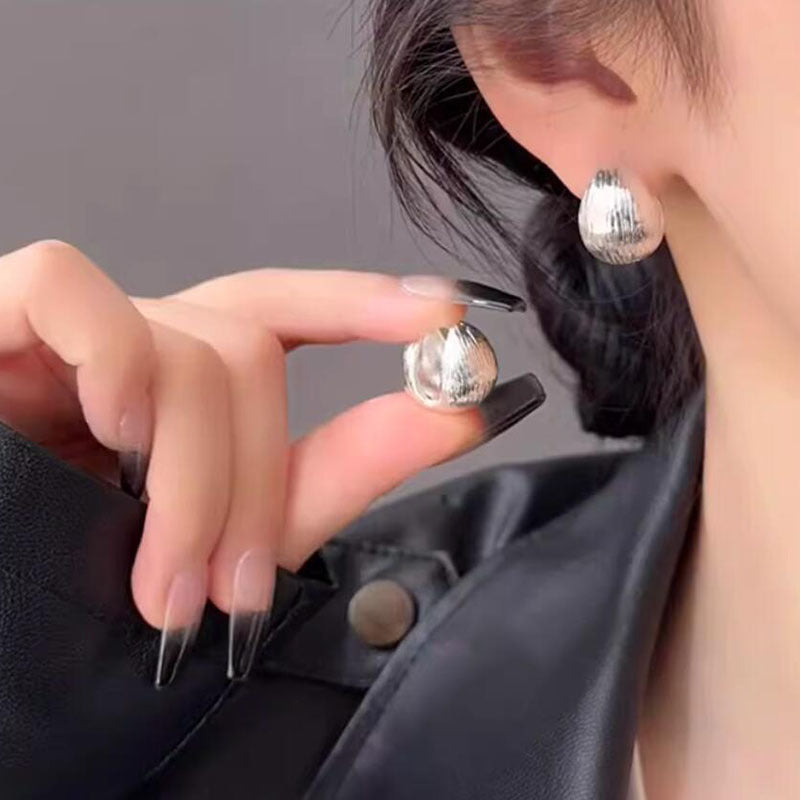 Women's Personalized Metallic Brushed Texture Steamed Bun Niche Design Earrings