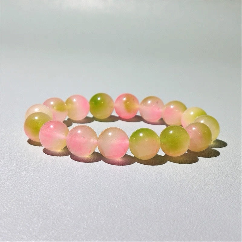 Natural Cherry Blossom Floating Flowers Agate Chalcedony Fashion Sweet Single Bracelet