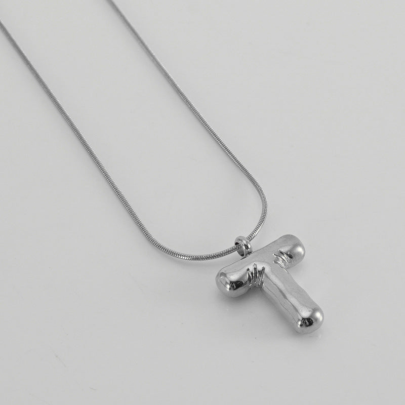 Bubble Letter Snake Bones Chain Titanium Steel Necklaces