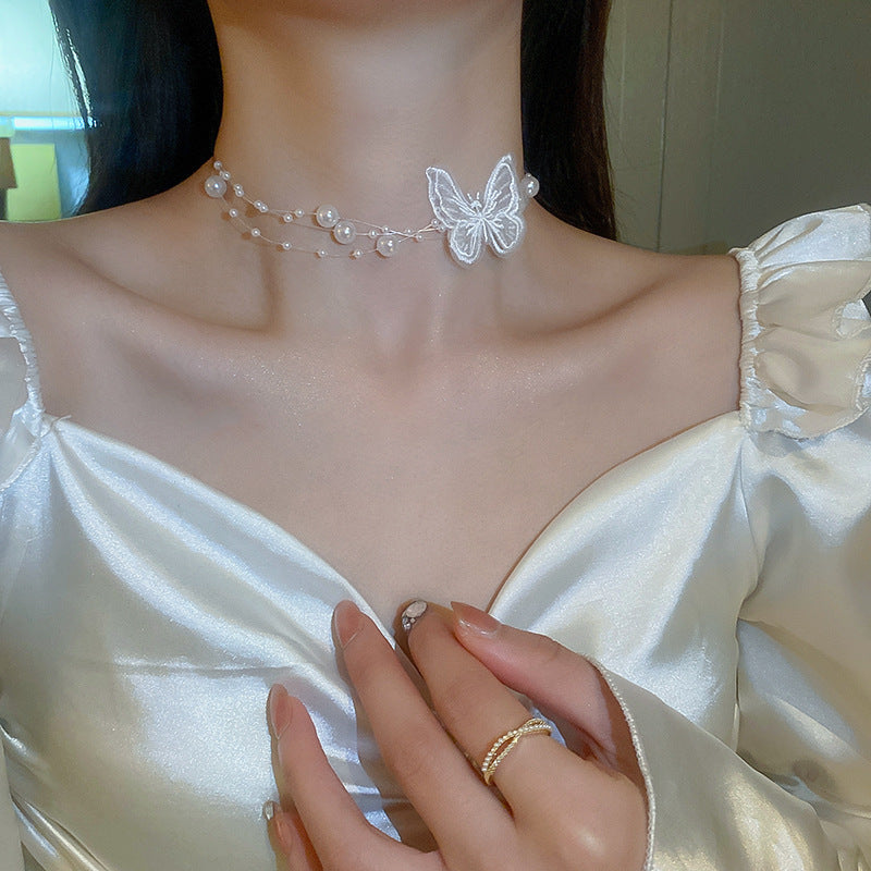 Net Yarn Flowers Ribbon Heart Fashion Necklaces