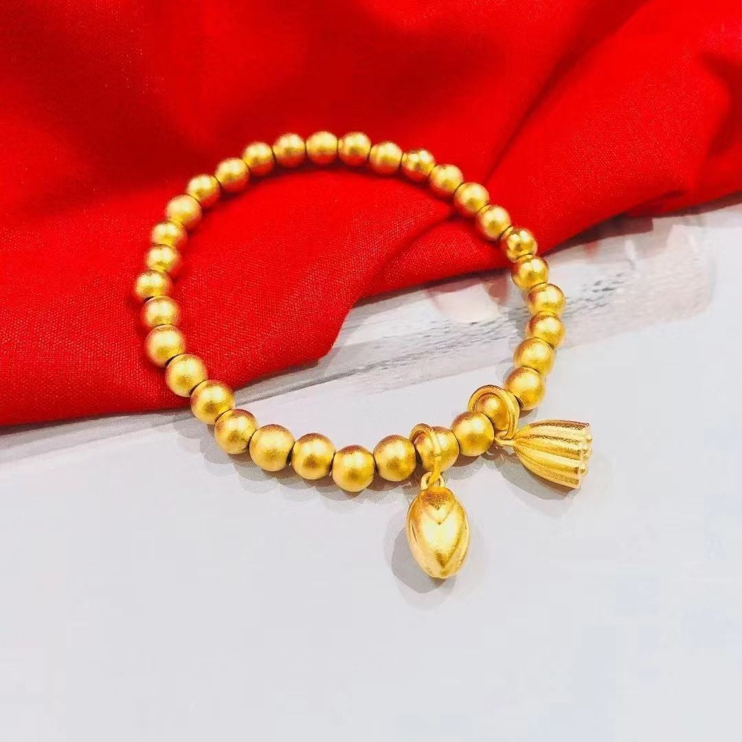 Trendy Sier Plated Lotus Flower Seedpod Sliver Beads Two World Bracelet